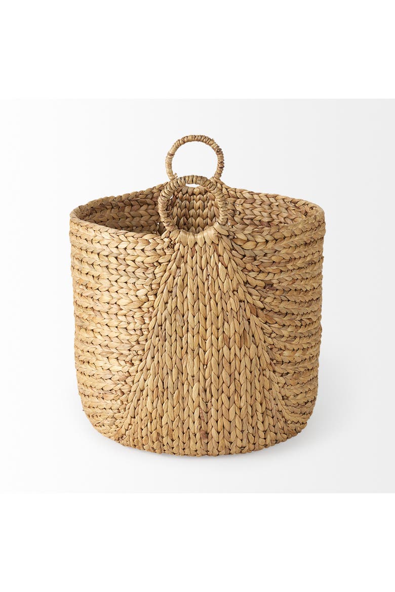 Sivan Set of 3 Water Hyacinth Round Basket with Handles, Alternate, color, Brown