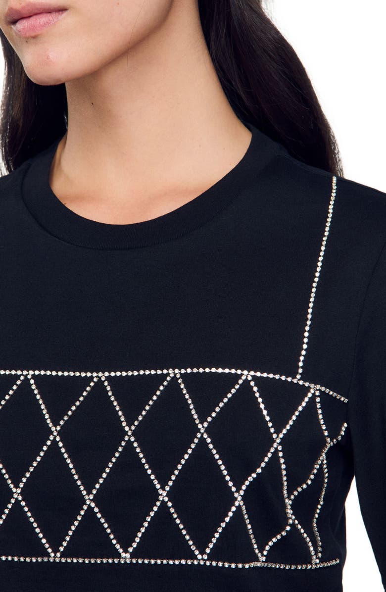 SANDRO Rhinestone cropped T-shirt, Alternate, color, 