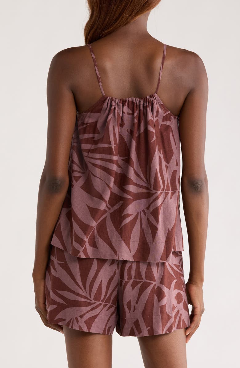 Nordstrom Vacation Linen Blend Short Pajamas, Alternate, color, Brown Tropical Vine