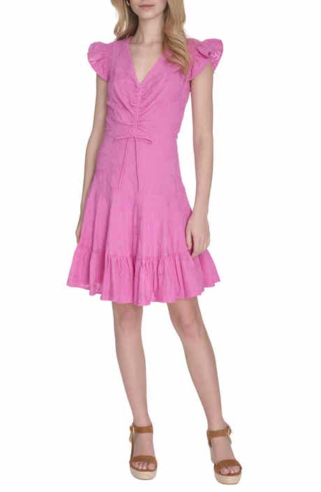Eliza J Ruched Bodice Ruffle Sleeve Minidress