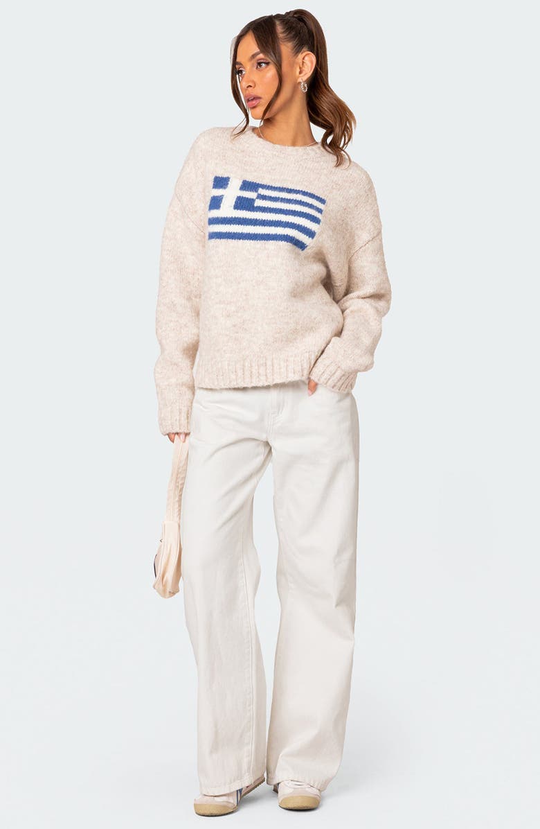 EDIKTED Greece Oversize Chunky Sweater, Alternate, color, Stone