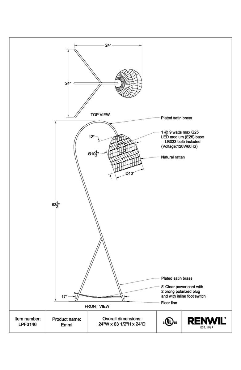 Renwil Emmi Floor Lamp, Alternate, color, 