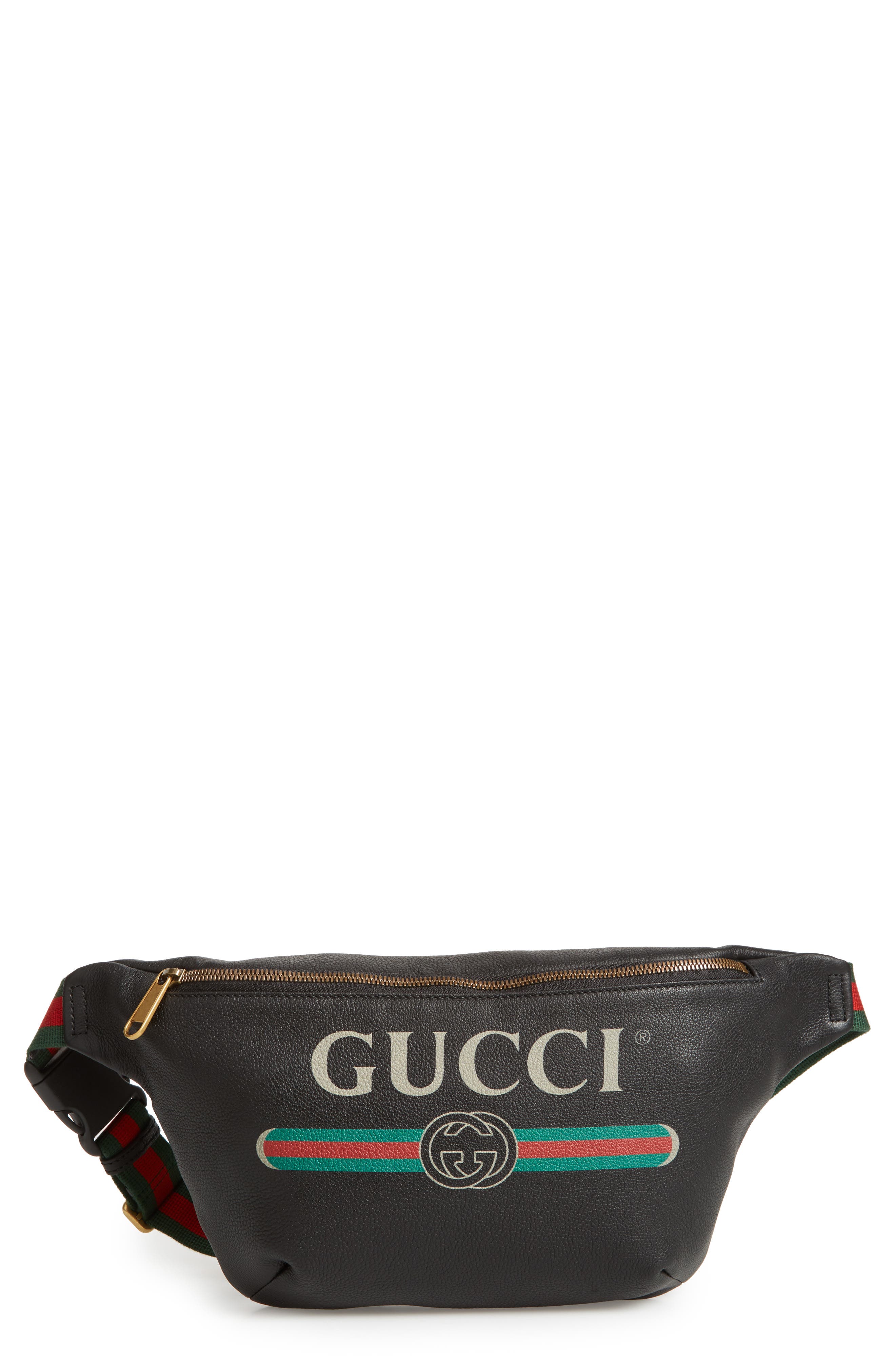 Gucci Logo Leather Belt Bag, Main, color, 