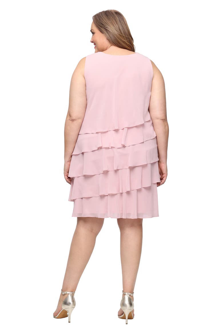 Tiered Ruffle Chiffon Dress with Jacket, Alternate, color, FADED ROSE