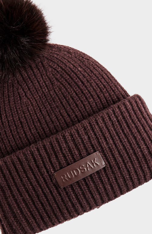 Rudsak Dara Knit Pom Pom Hat In Burgundy