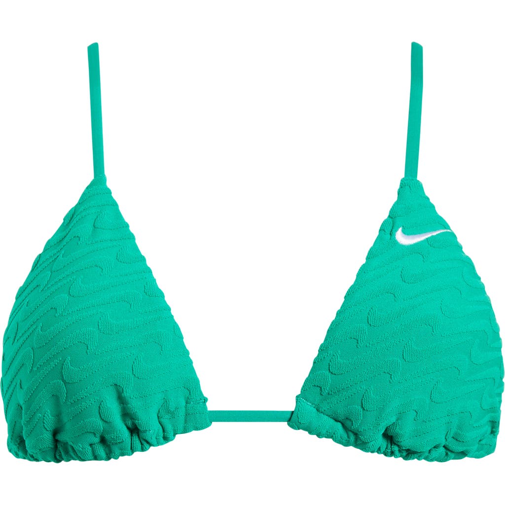Nike Jacquard Terry Triangle Bikini Top In Stadium Green
