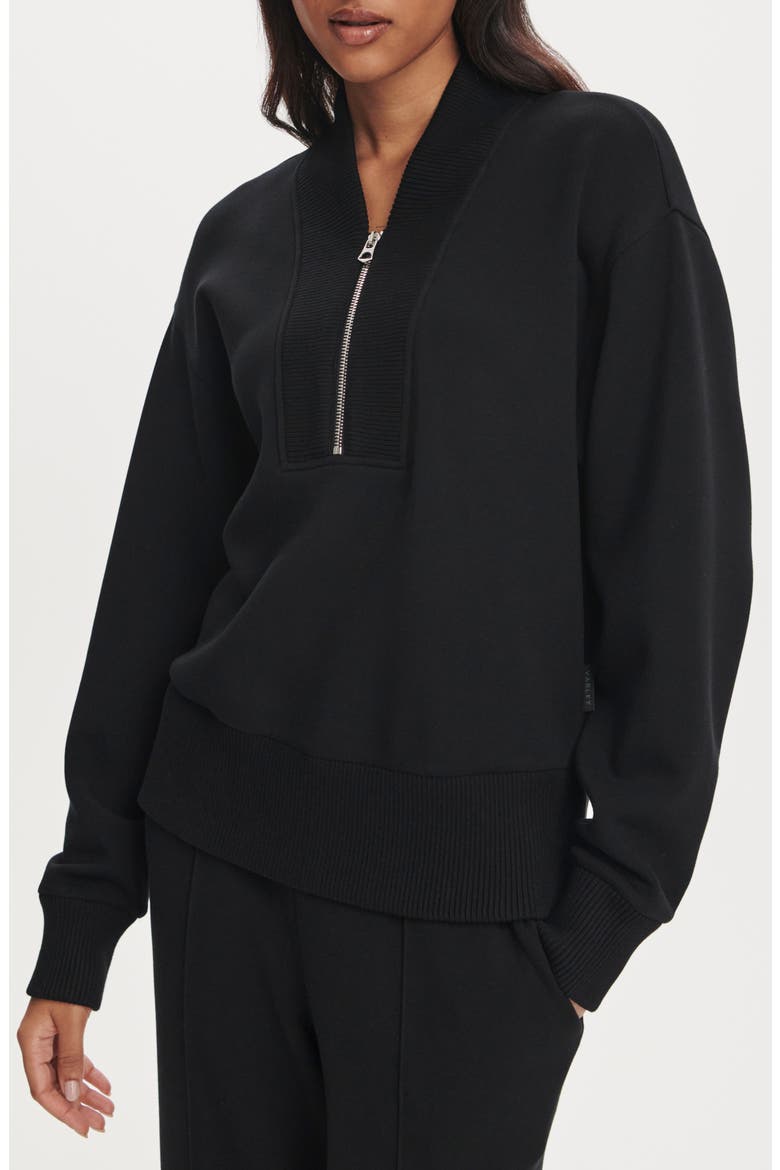 Sally Half Zip Sweatshirt, Main, color, BLACK