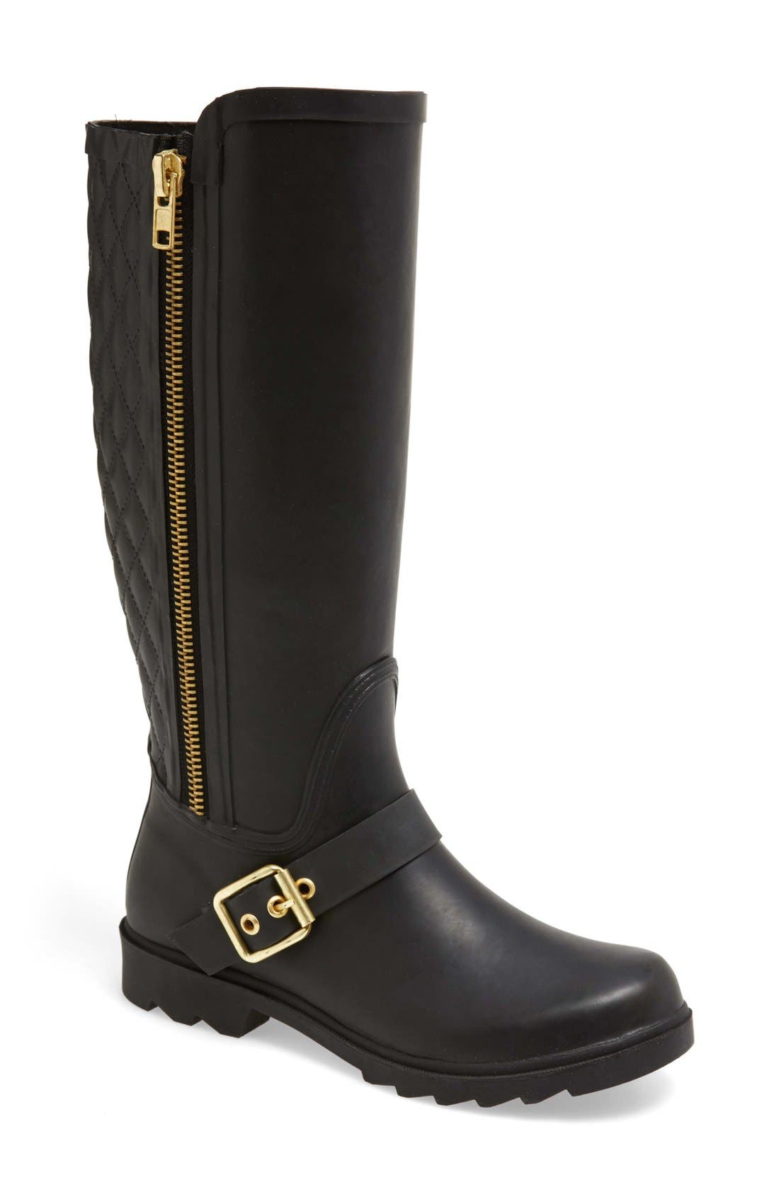 Steven Madden 'Northpol' Tall Rain Boot (Women), Main, color, BLACK
