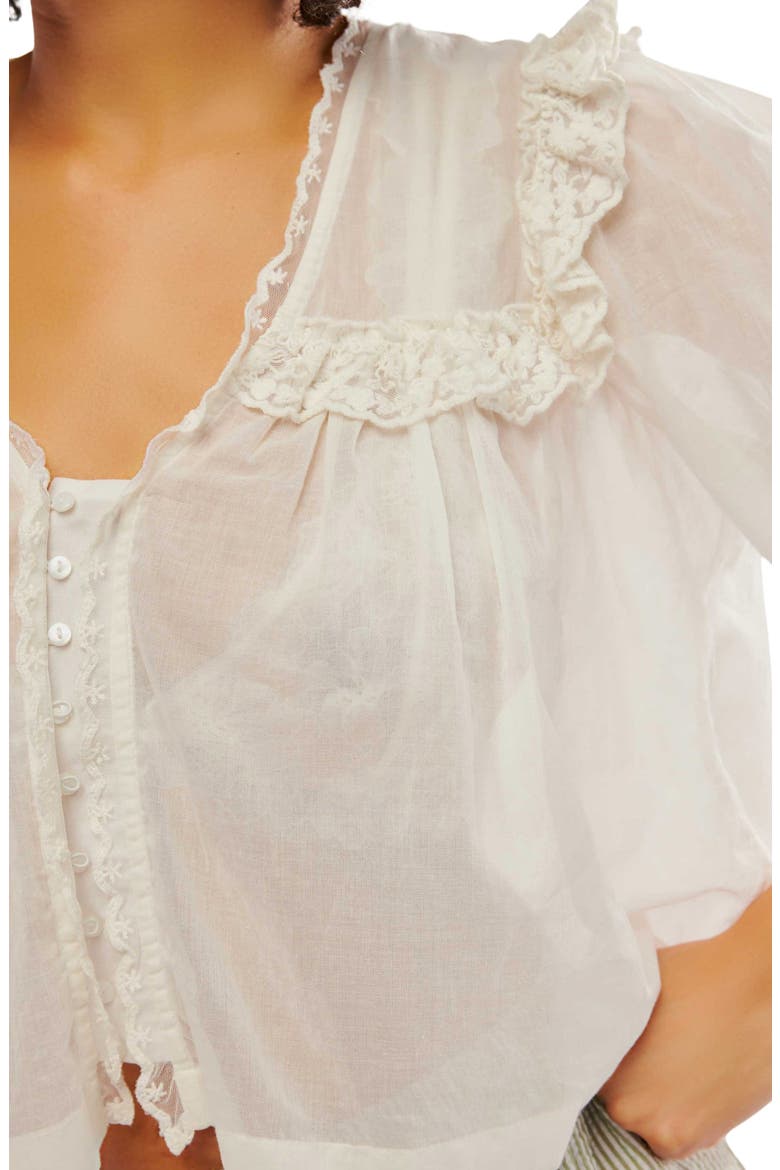 Luna Ruffle Semisheer Cotton Blend Top, Alternate, color, OPTIC WHITE