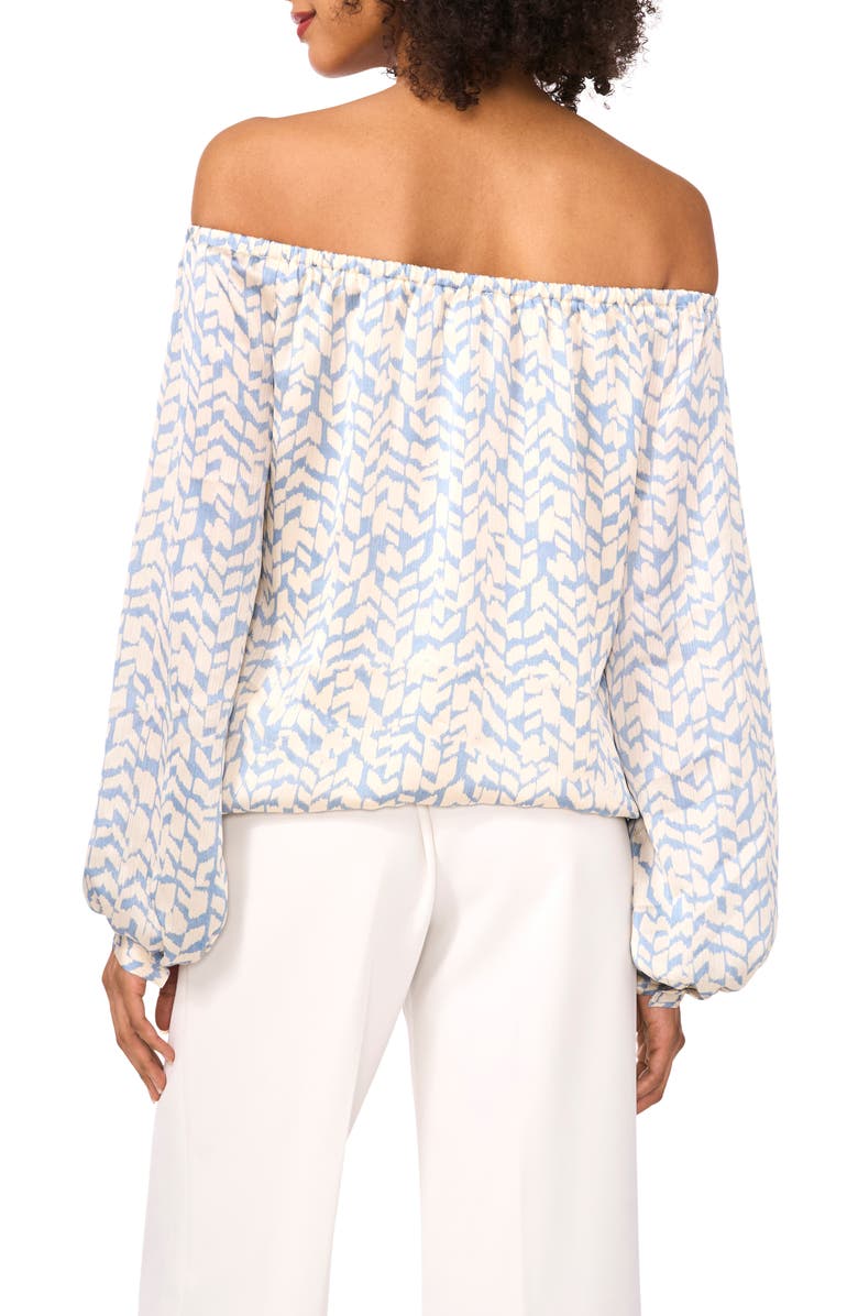Vince Camuto Abstract Print Off the Shoulder Satin Top, Alternate, color, 