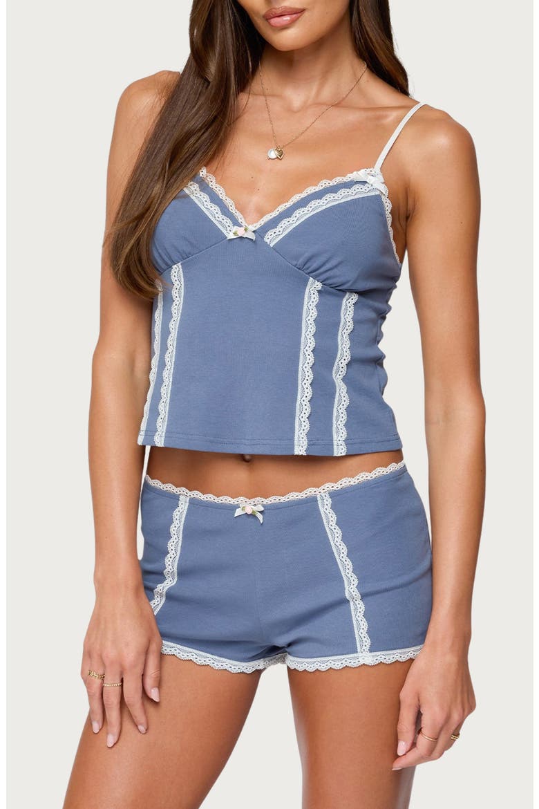 Eliane Contrast Lace Tank, Main, color, BLUE