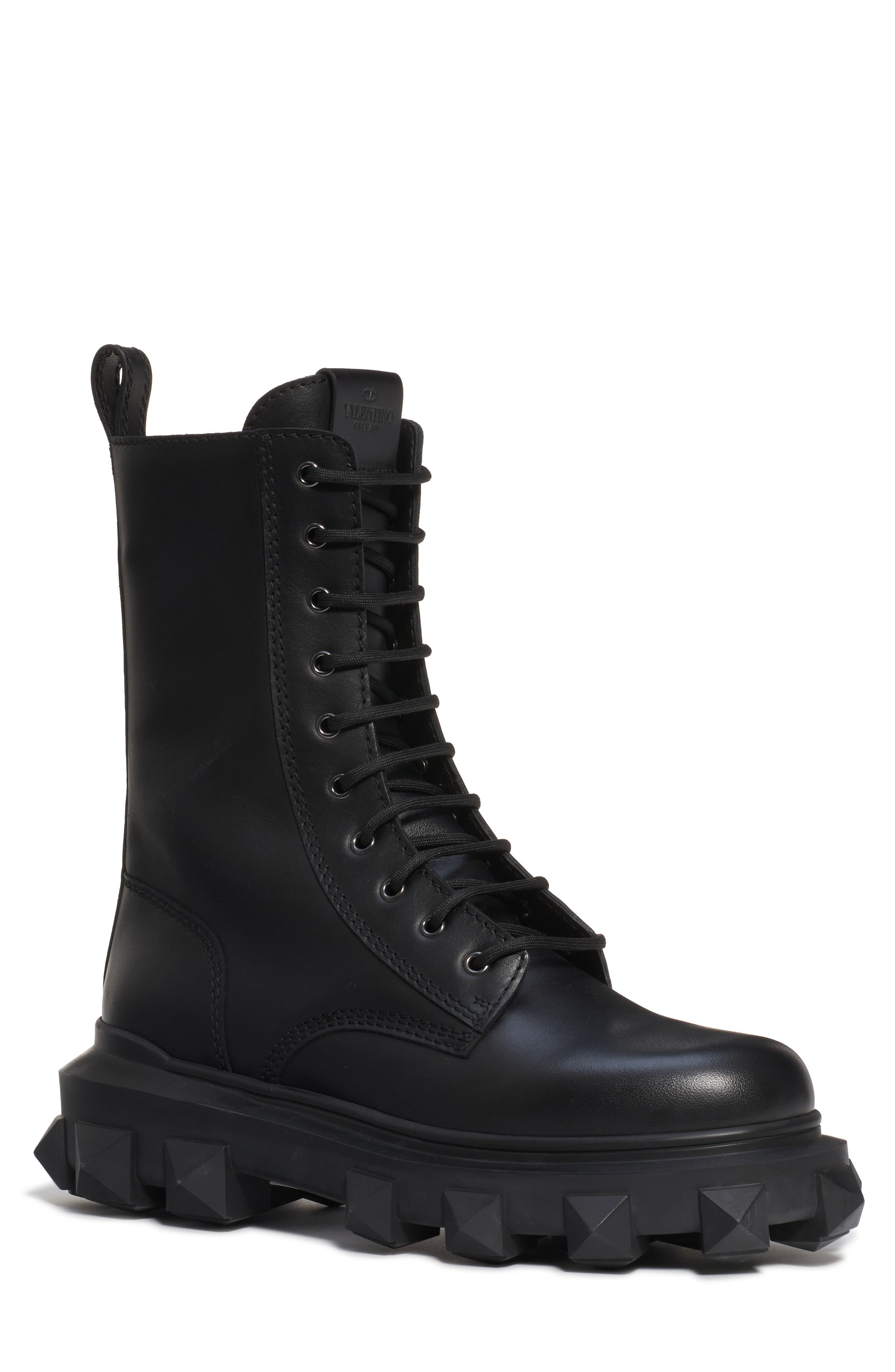Valentino Garavani Trackstud Combat Boot, Main, color, 