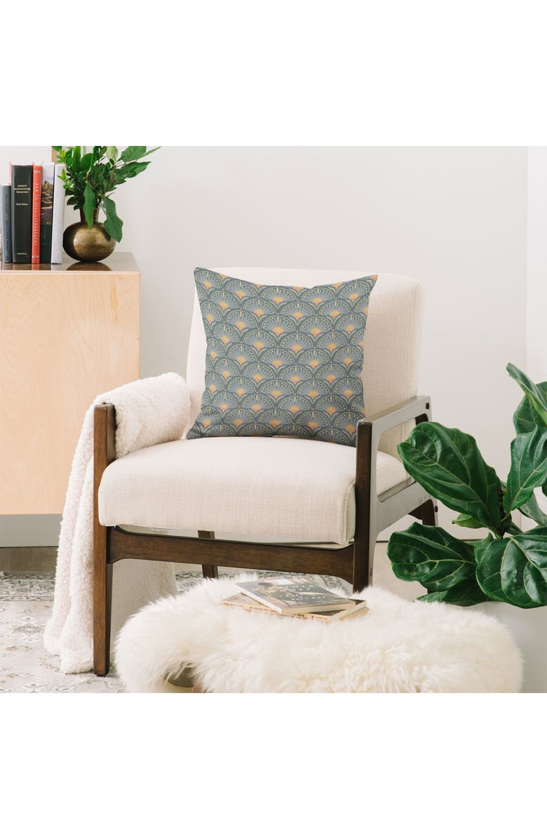 Deny Designs Floral Fan Square Throw Pillow, Alternate, color, Green