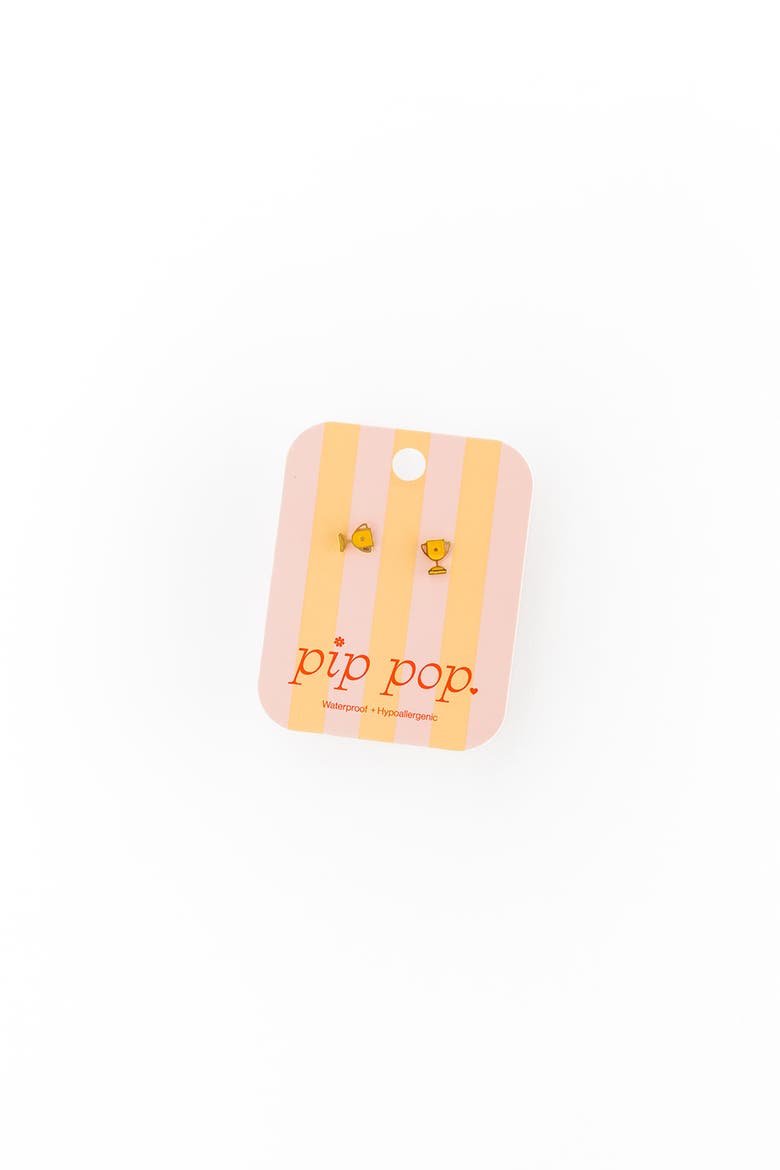 Trophy Stud Earrings, Alternate, color, Gold
