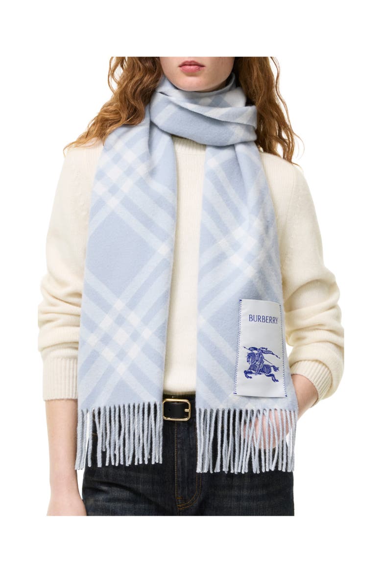 Check Cashmere Scarf, Alternate, color, Bank blue