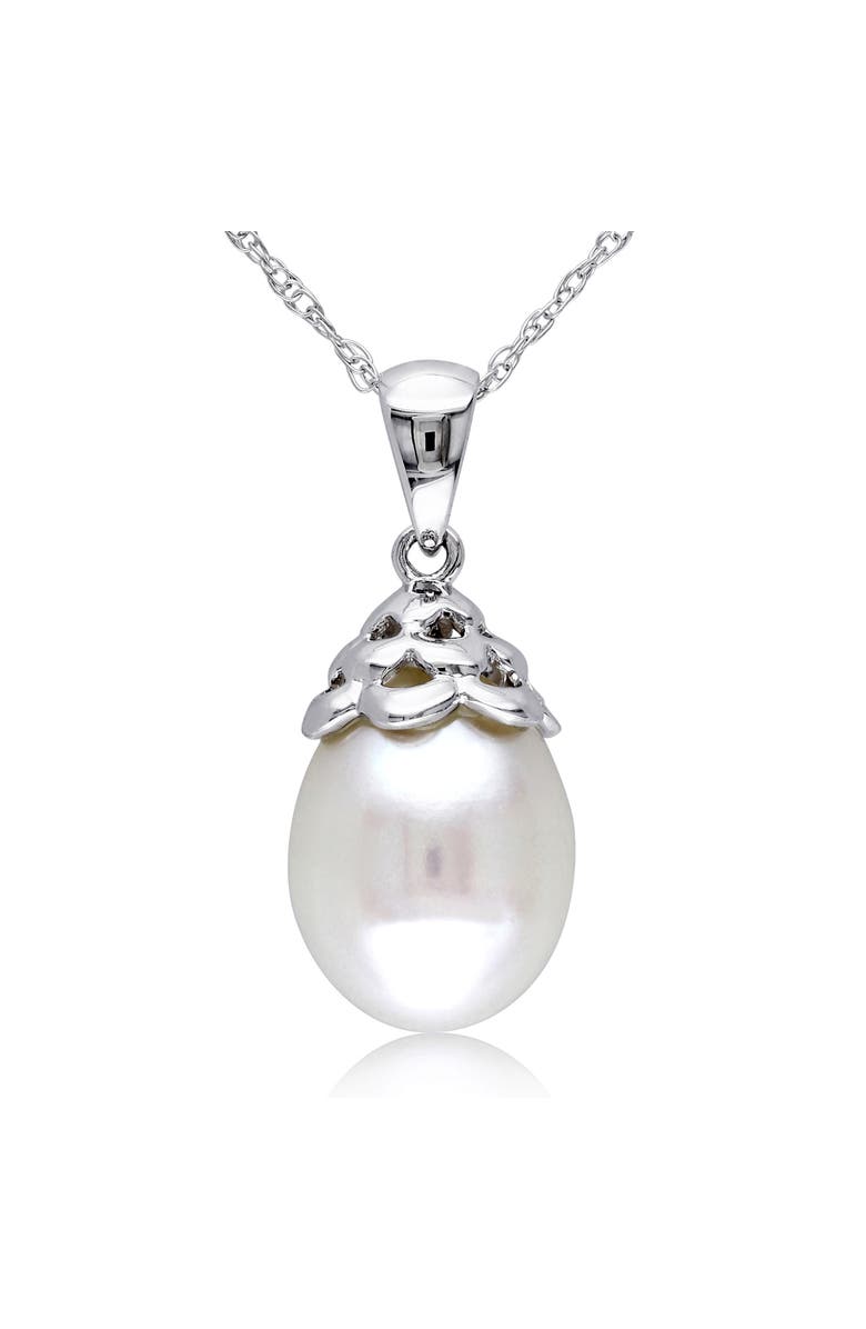 Julianna B. Cultured Pearl Pendant Necklace 10k White Gold, Main, color, Pearl