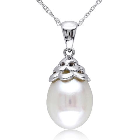 Cultured Pearl Pendant Necklace 10k White Gold