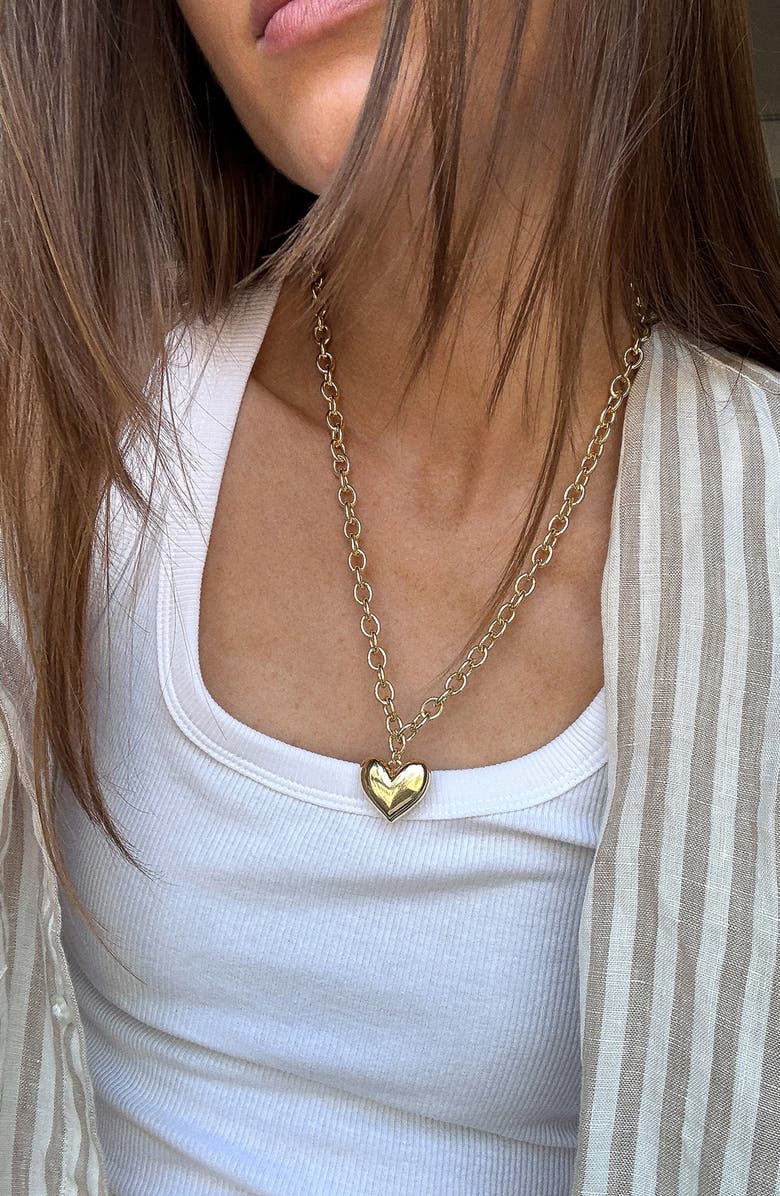 BaubleBar Millie Small Heart Pendant Necklace, Alternate, color, Gold