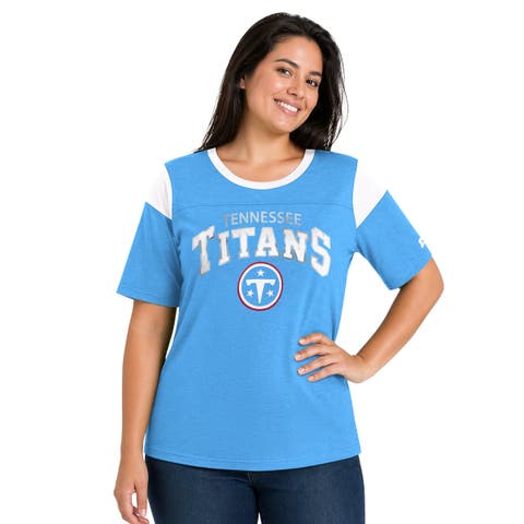 Women's Starter Light Blue Tennessee Titans Plus Size Linebacker Slub T-Shirt