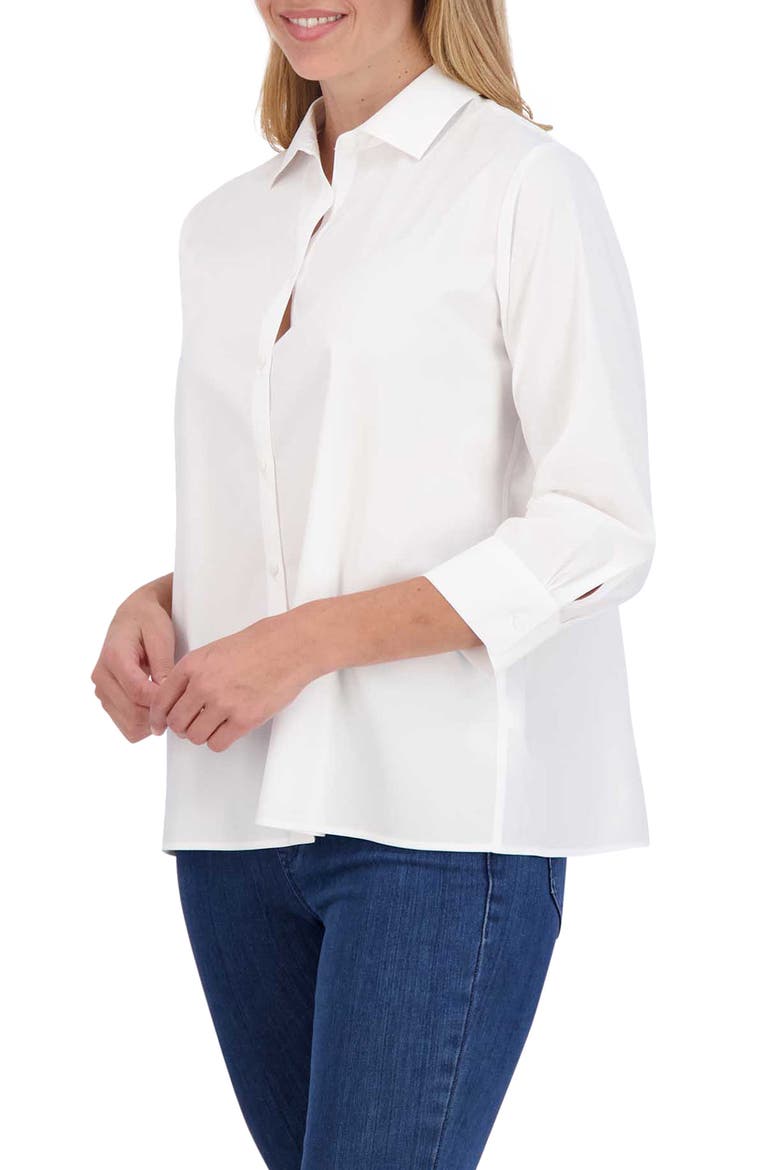 Sanda Cotton Blend Button-Up Shirt, Alternate, color, WHITE