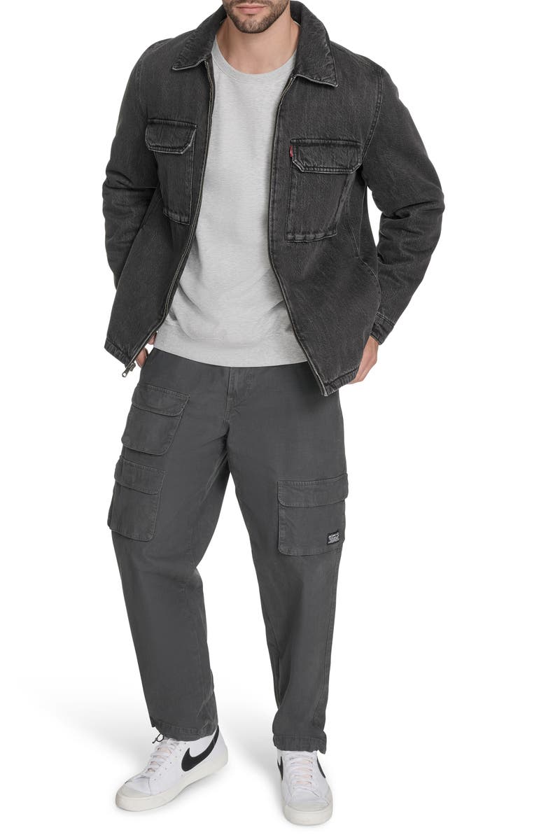 Levi's<sup>®</sup> Insulated Cotton Denim Zip-Up Shirt Jacket, Alternate, color, Black Wash Denim