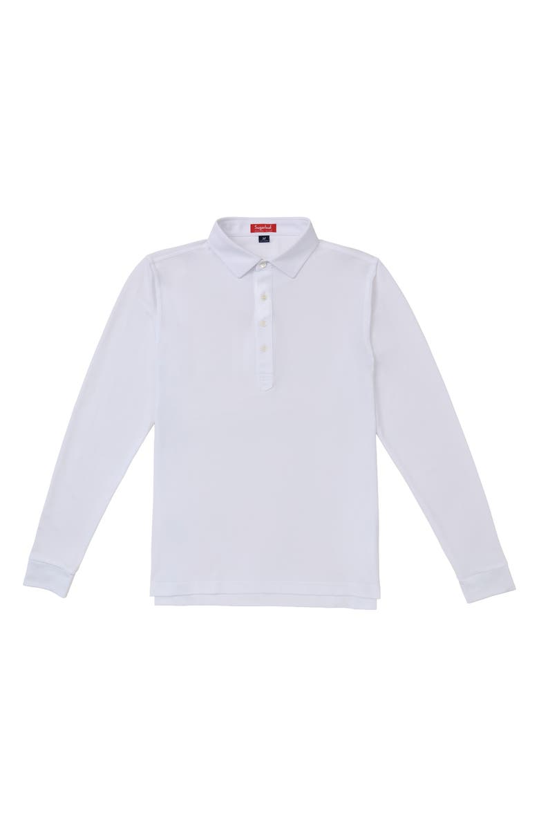 Sugarloaf Social Club Solid Long Sleeve Piqué Performance Golf Polo, Main, color, White