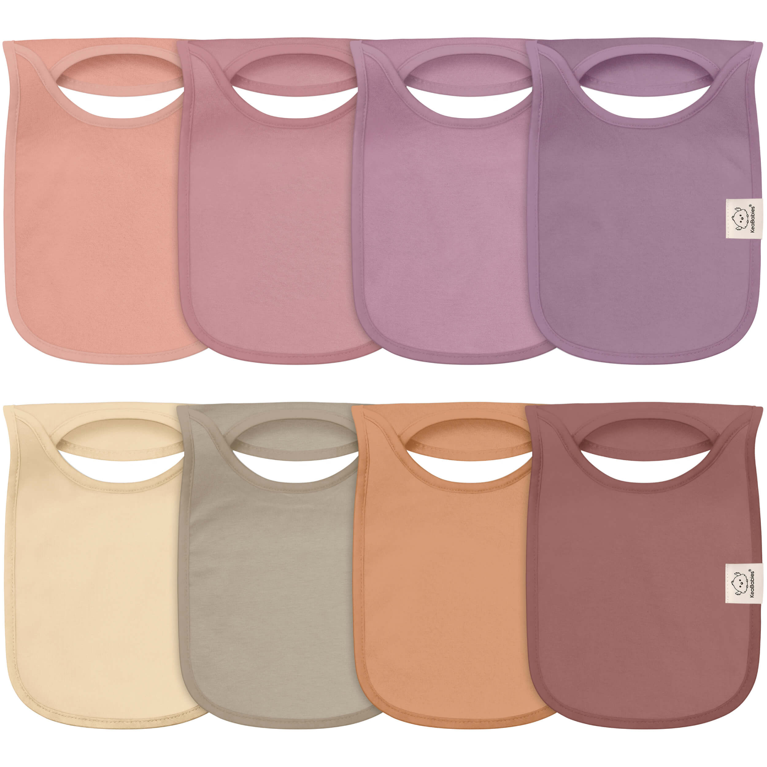 KeaBabies 8-Pack Hallo Drool Bibs in Mauve 