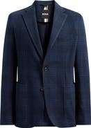 BOSS Hanry Slim Fit Plaid Knit Cotton Blend Sport Coat
