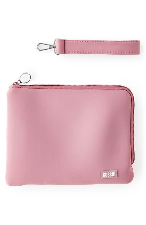 Kusshi Scuba Knit Wristlet Pouch In Mauve/stone