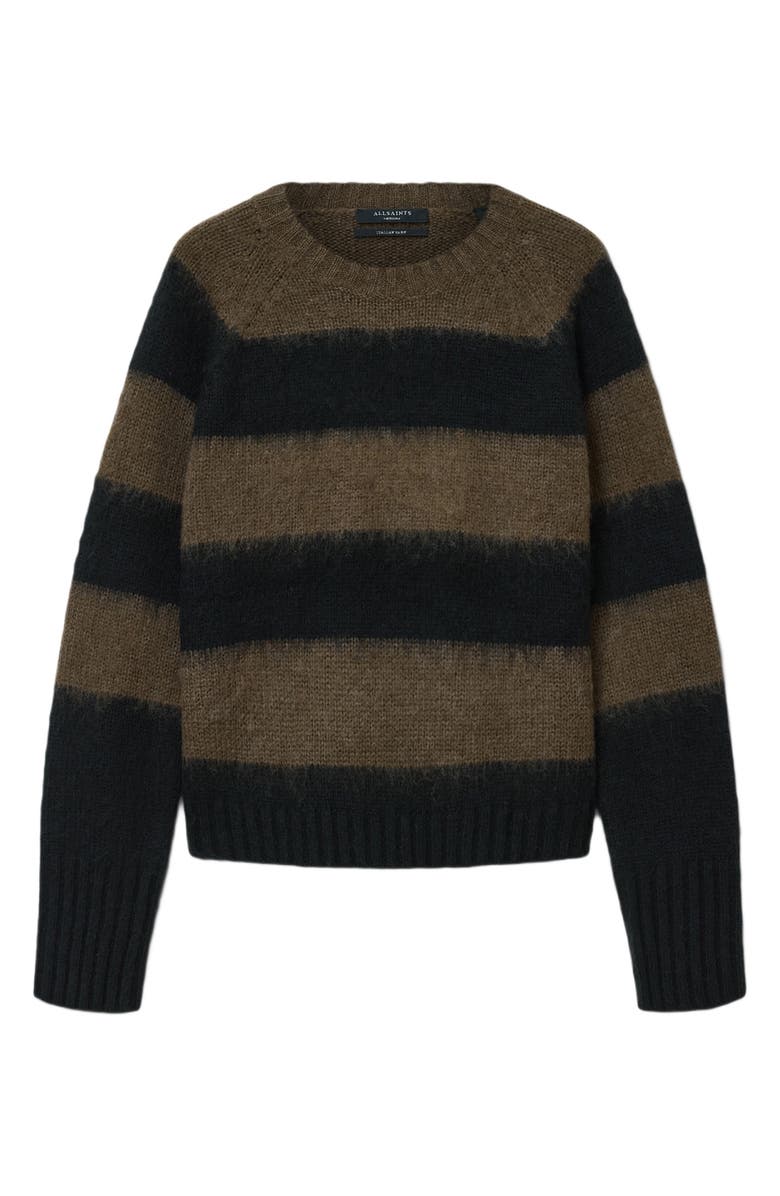 AllSaints Lou Brushed Stripe Sweater, Alternate, color, Black/ Green