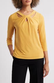 KASPER Sleeveless Twist Front Jersey Top