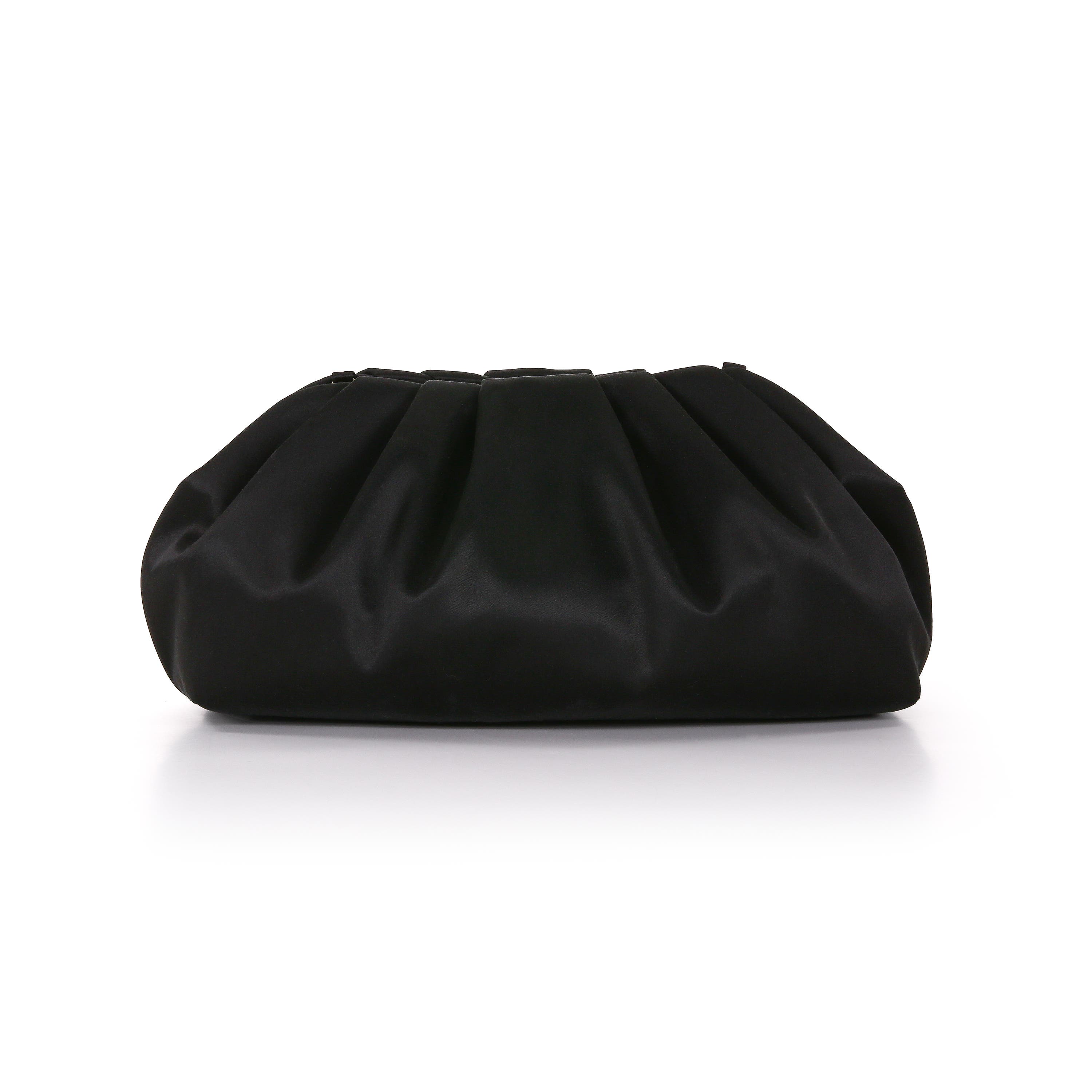 Audrey Silk Satin Zipper Top Pouch Clutch, Alternate, color, Black