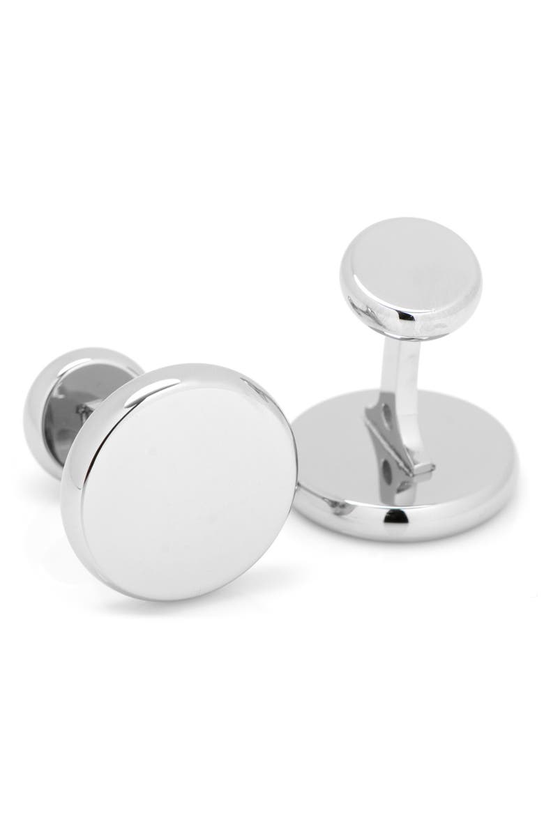 Cufflinks, Inc. Engravable Round Cuff Links, Alternate, color, Silver