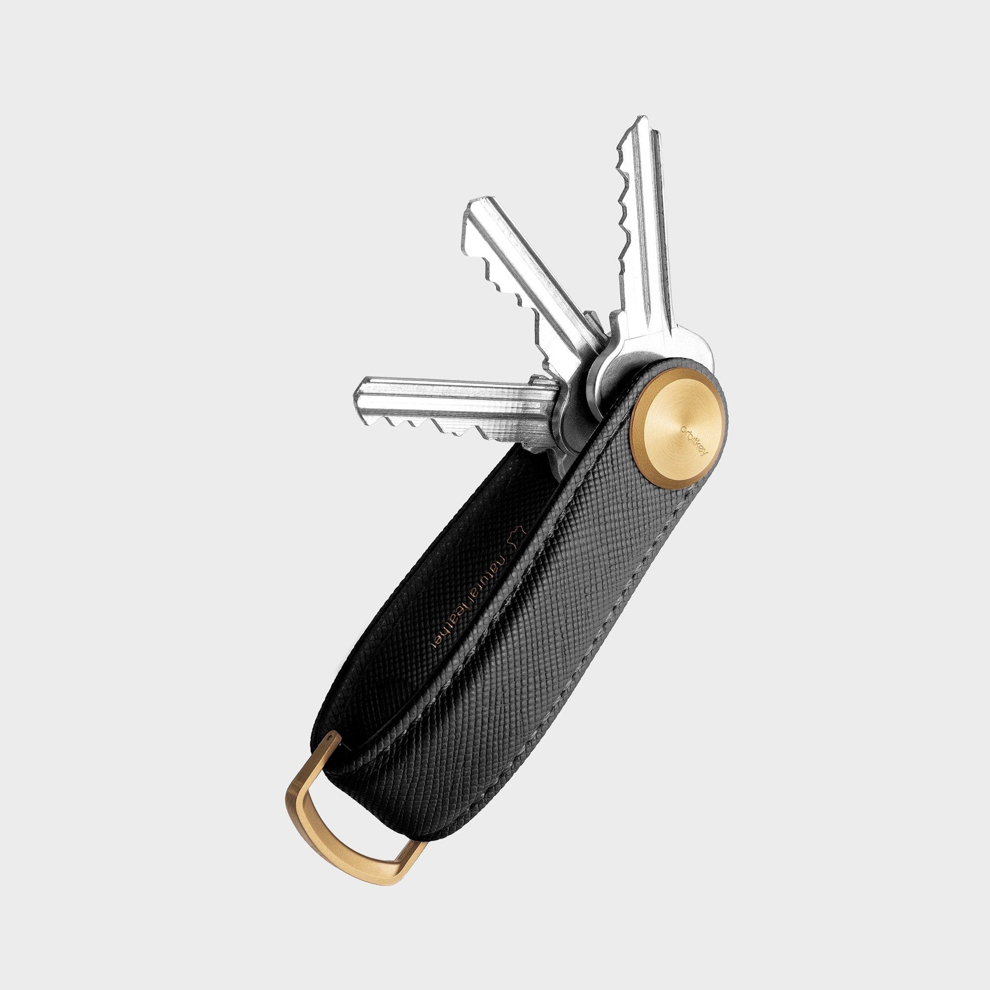 Orbitkey Pro Saffiano Leather Key Organiser, Main, color, Liquorice