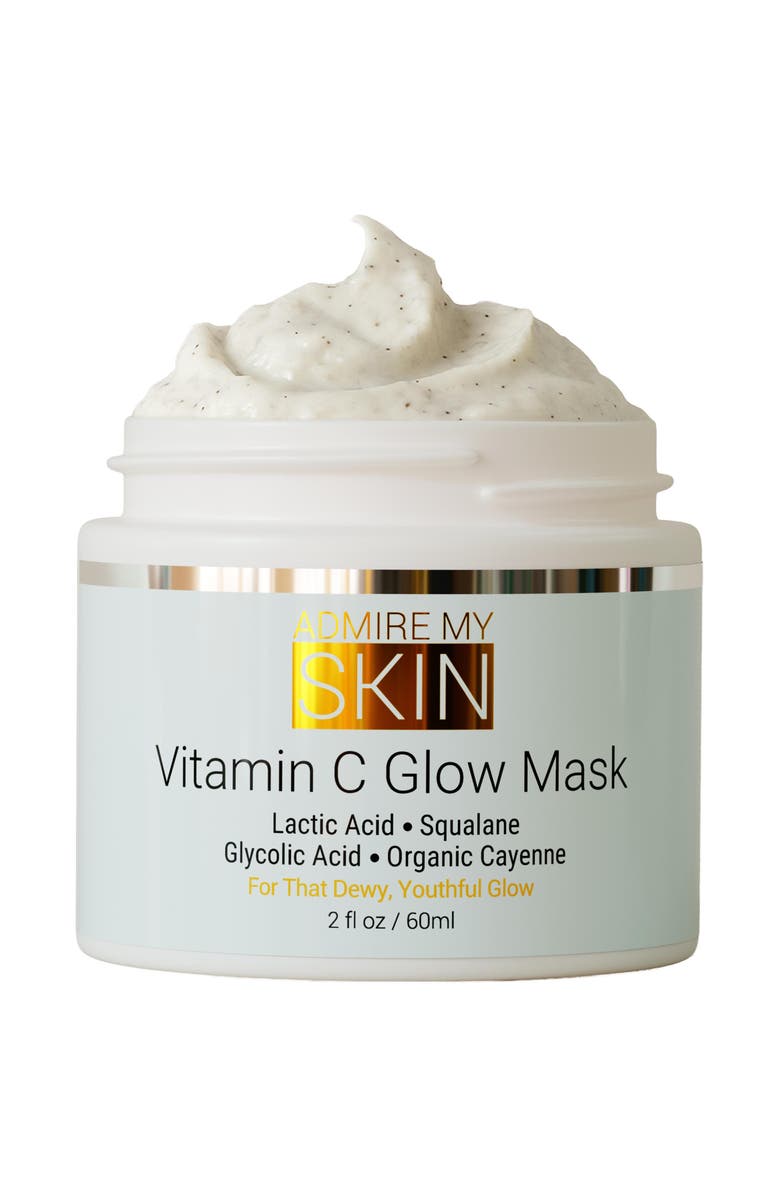 Admire My Skin Vitamin C Glow Mask for Brightening - Contains Glycolic and Lactic Acids, Main, color, Clear