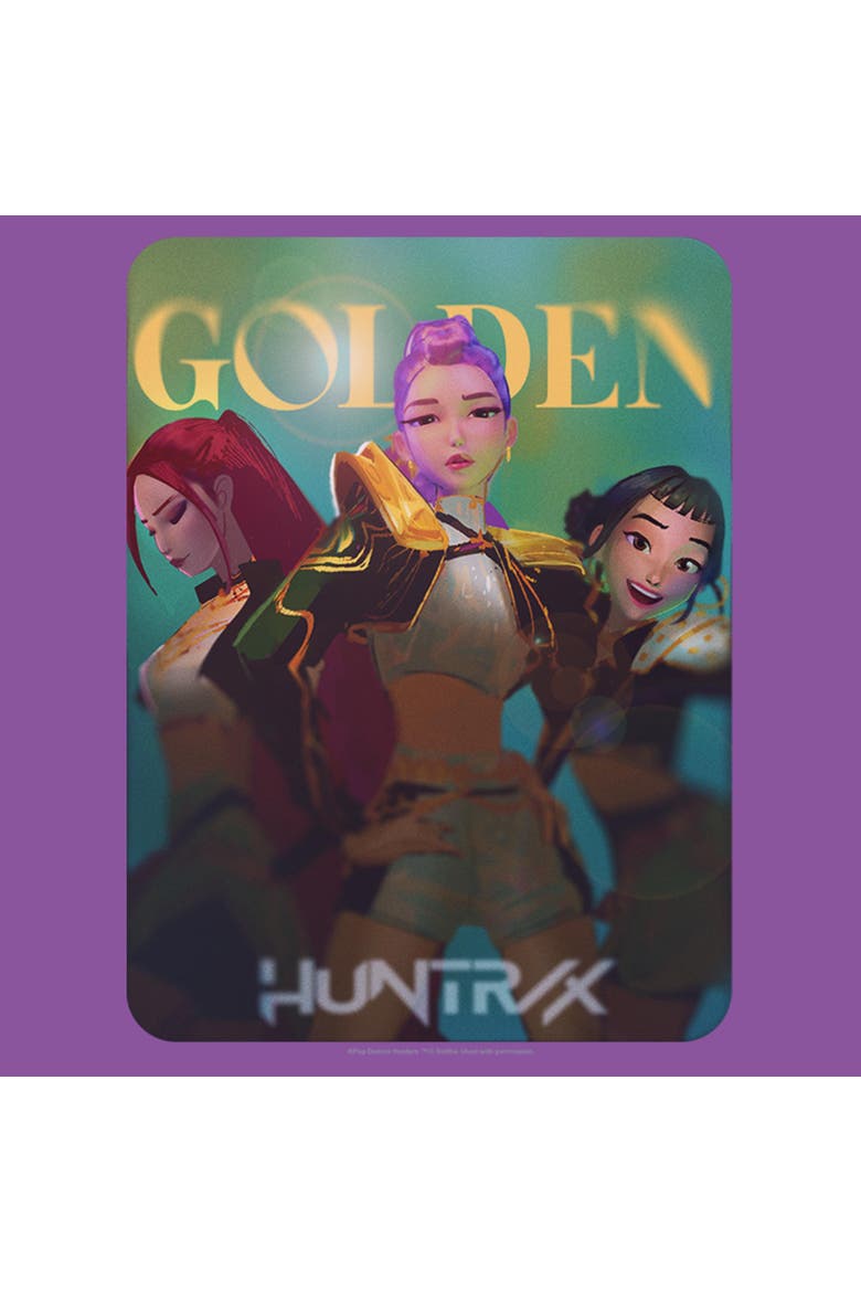 Girls KPop Demon Hunters Huntrix Golden Photocard T Shirt, Alternate, color, Purple Berry