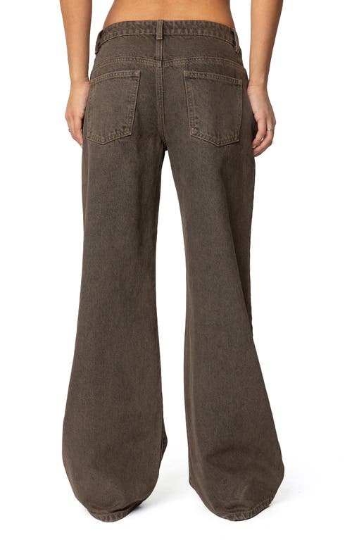 Shop Edikted Zahra Low Rise Baggy Wide Leg Jeans In Brown-washed