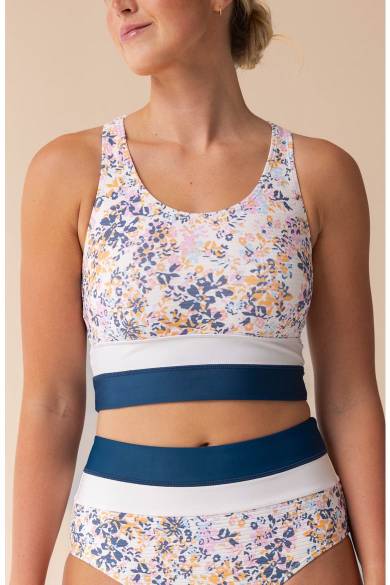 Cut Back Crop Swim Top, Main, color, Caspian