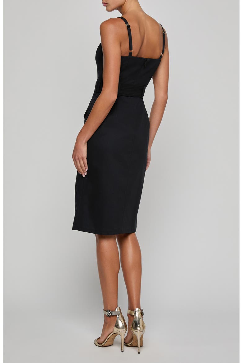 Ida Sleeveless Belted Stretch Cotton Dress, Alternate, color, BLACK