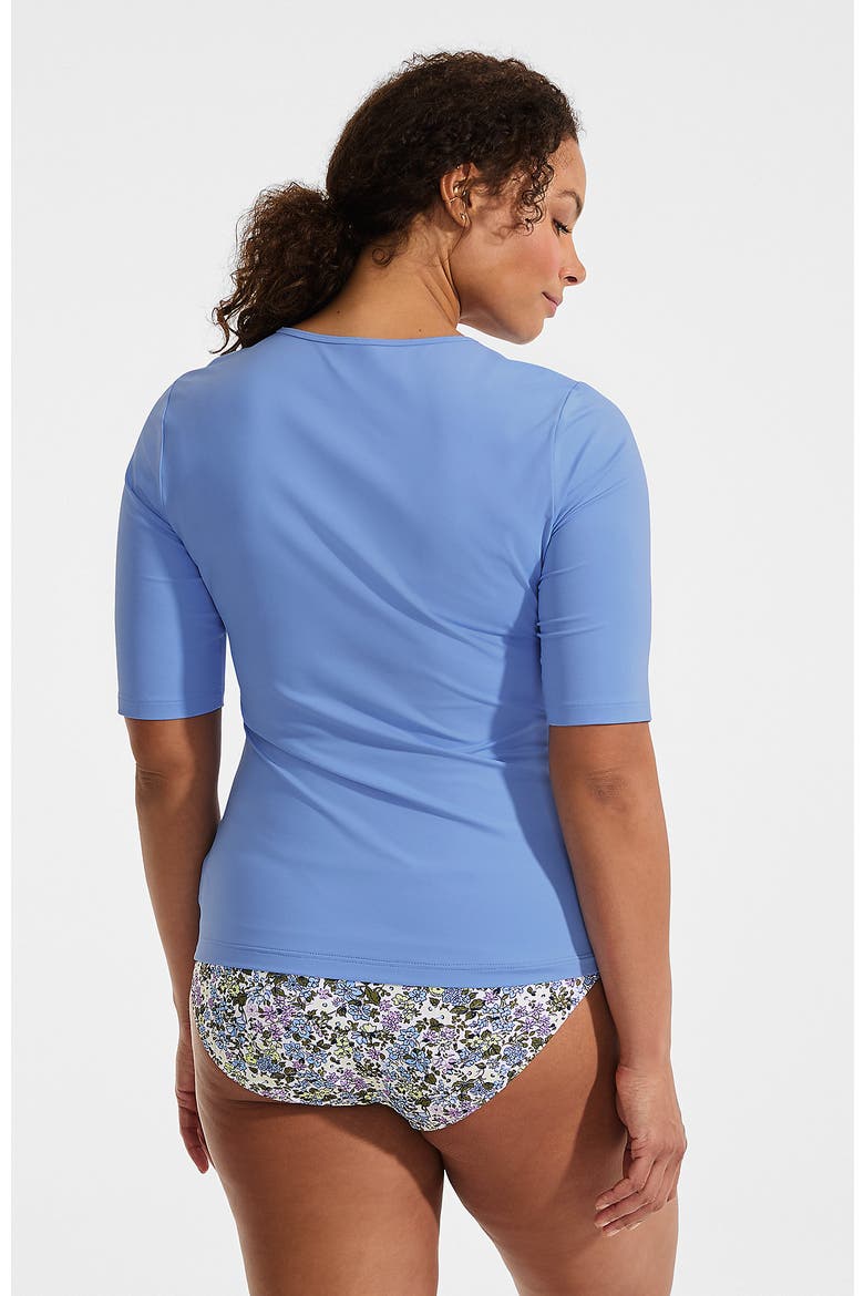 SunShade UPF 50 Elbow Sleeve Rash Guard Swim Tee, Alternate, color, Lake Blue
