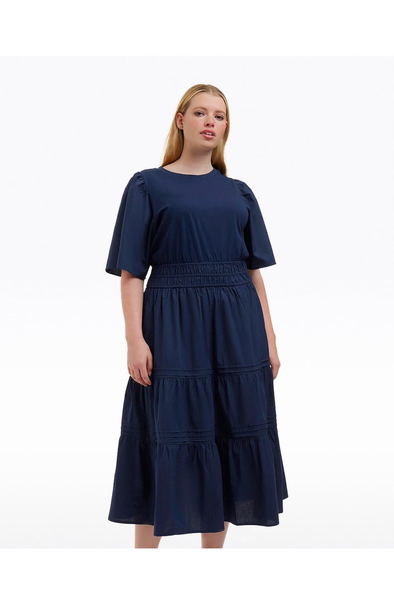 Draper James Cleo Mixed Media Midi Dress, Alternate, color, 