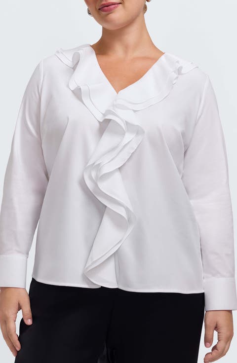 Shantel Ruffle Long Sleeve Top (Plus)