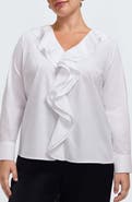 Foxcroft Shantel Ruffle Long Sleeve Top