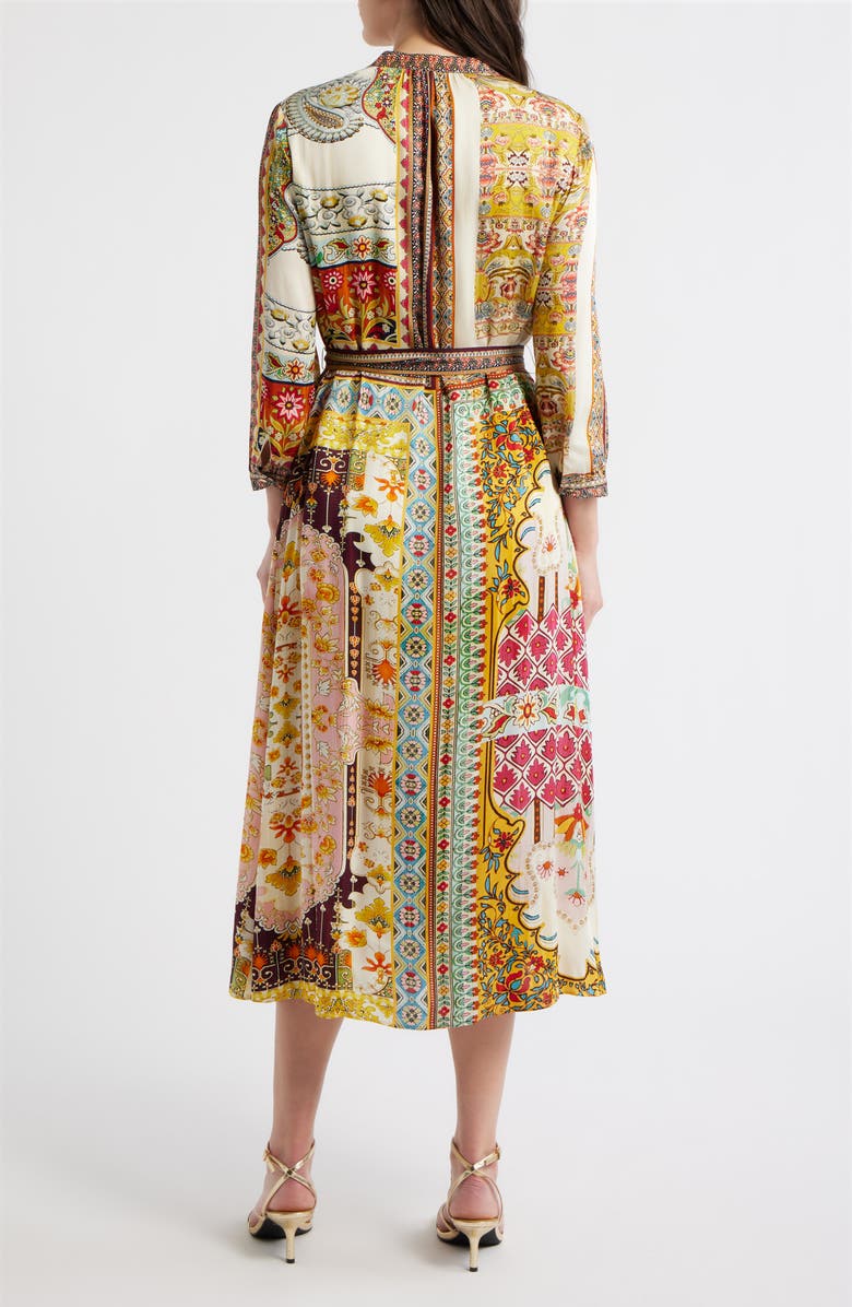 Elie Tahari Fran Baroque Print Long Sleeve Tie Waist Silk Blend Shirtdress, Alternate, color, Baroque Print