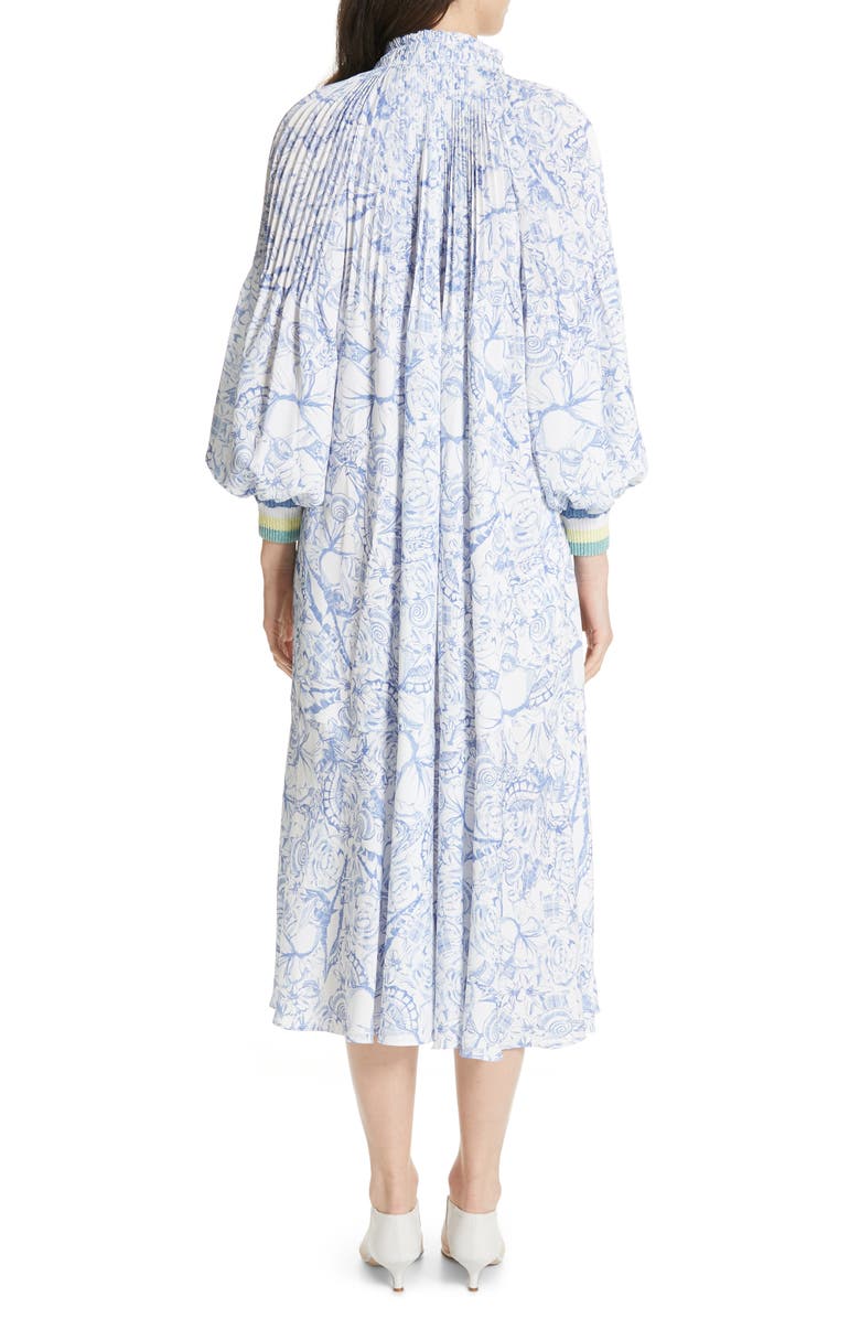 Tibi Isa Toile Print Ribbed Cuff Midi Dress, Alternate, color,