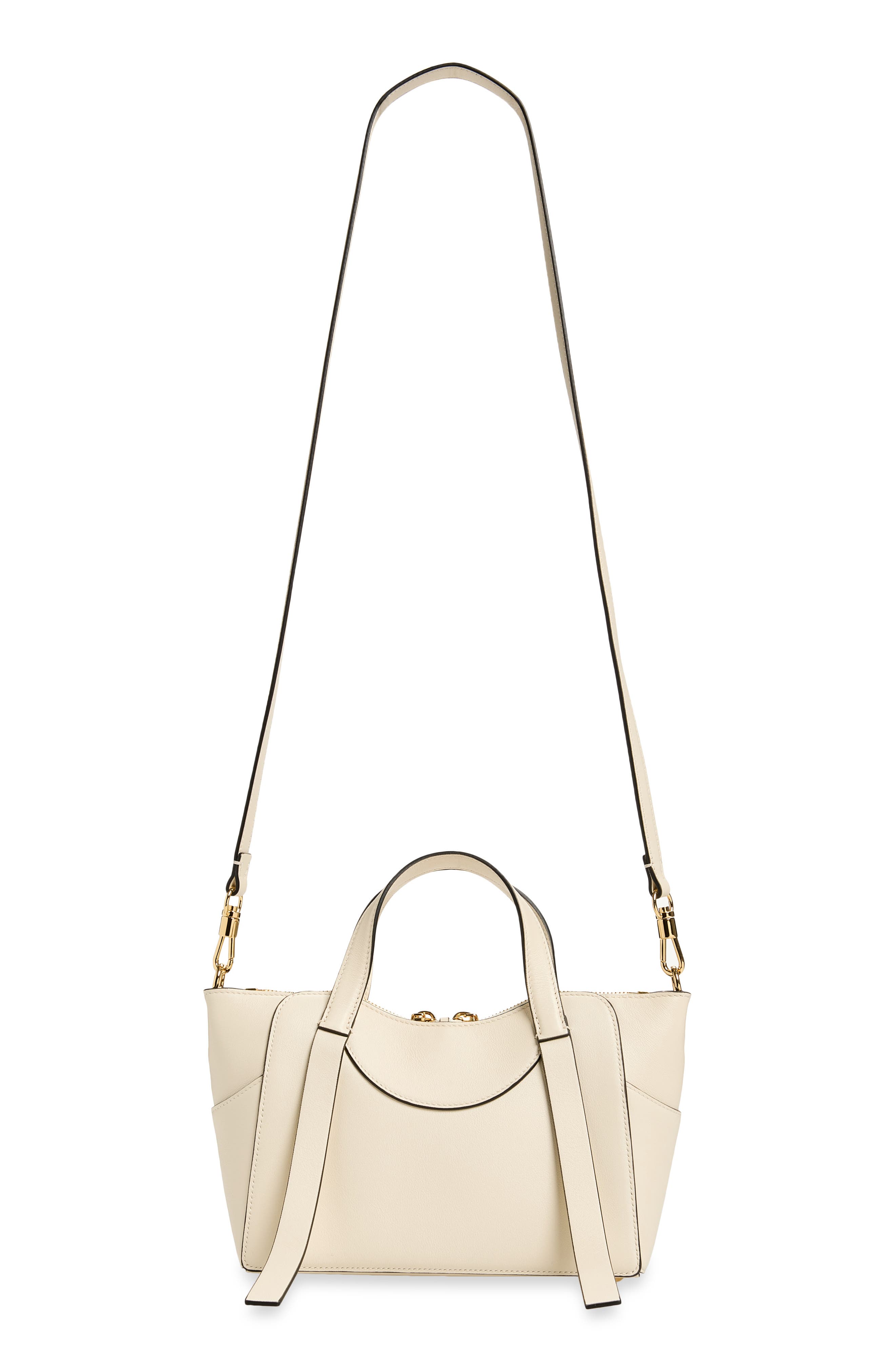 Small Snatch Leather Chain Zip Tote, Alternate, color, CREAM