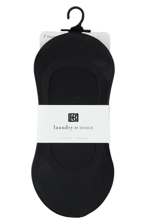Laundry By Shelli Segal 7-pack Solid Laser-cut Liner Socks In Black