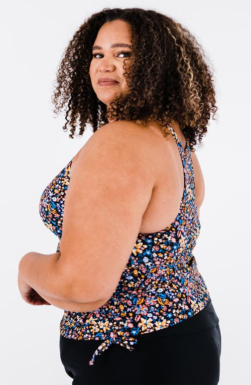 Calypsa Plus Size Maya Tankini Swim Top With Removable Cups In Multi