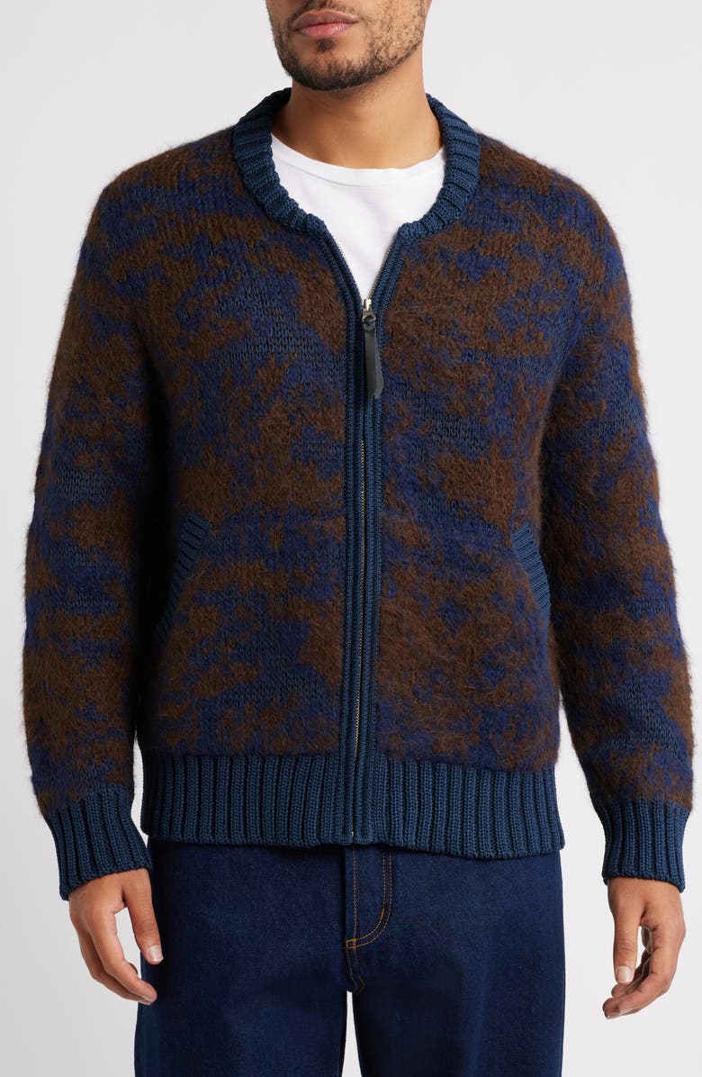 Corridor Jacquard Zip Sweater, Alternate, color, Navy