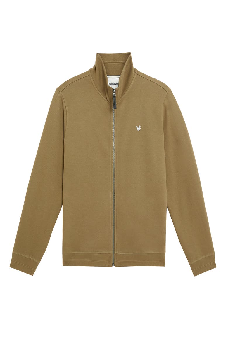 Lyle & Scott Diagonal Weave Zip Through Sweatshirt, Alternate, color, Dusky Green
